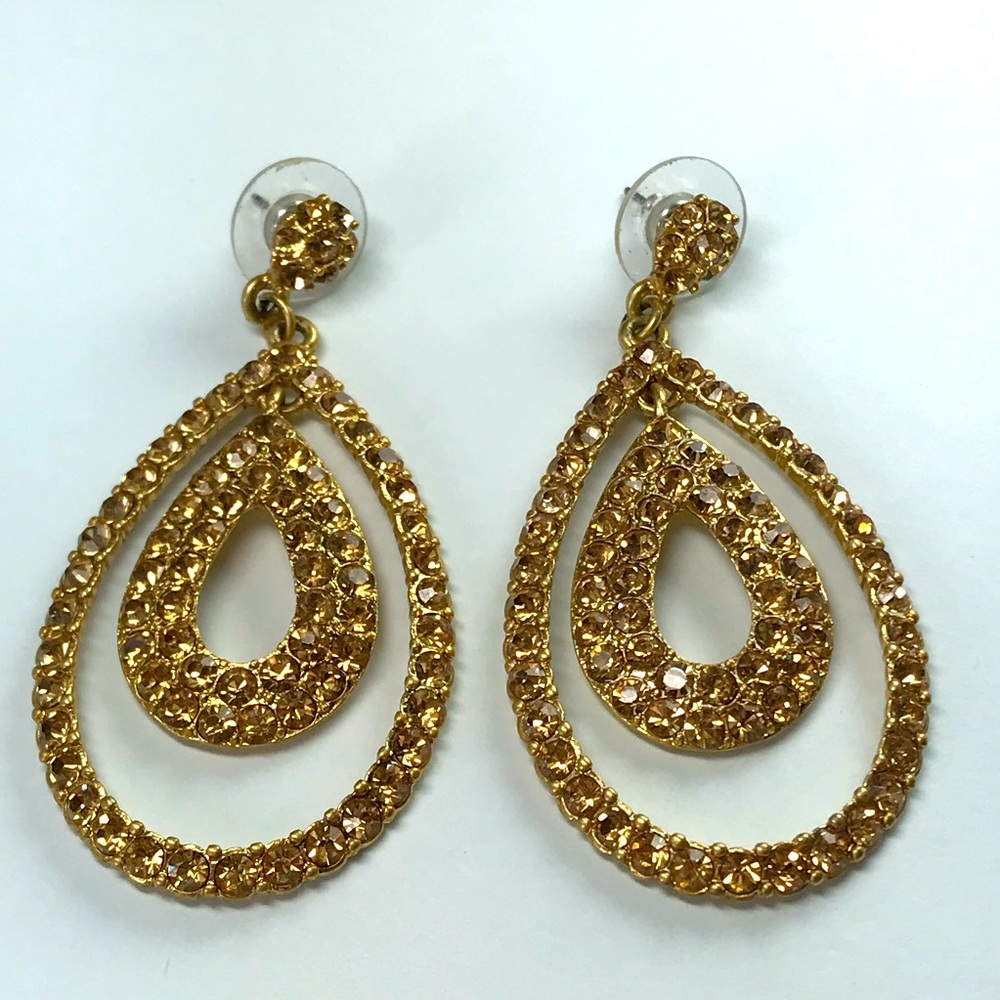 Shosanna—Gold Pave Teardrop Earrings